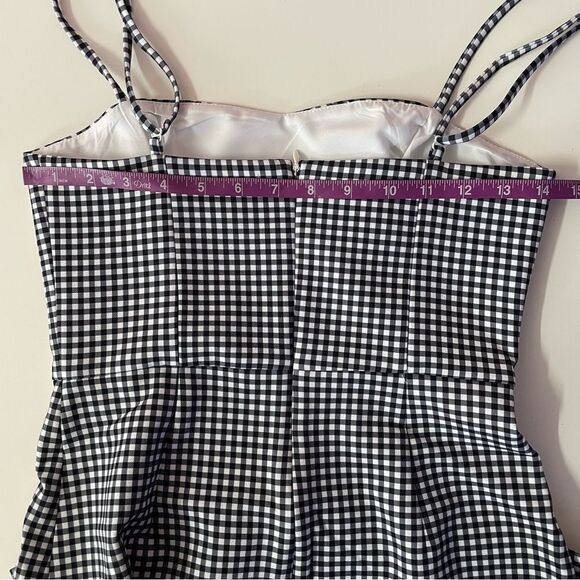 French Connection NWT Summer Whisper Black & White Gingham Mini Dress Size 0 - Picture 6 of 13